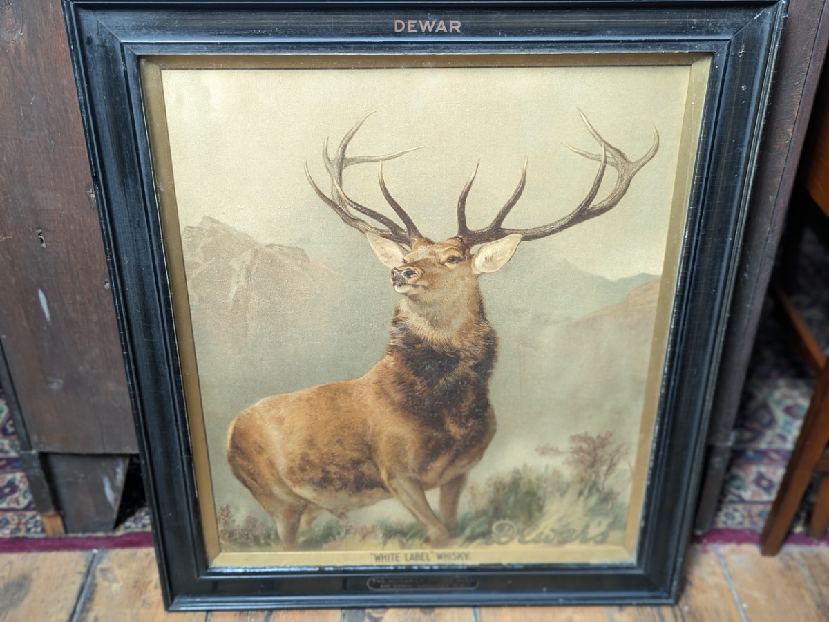 Antique 'Dewars Scotch Whisky' Sign 'Monarch Of The Glen'